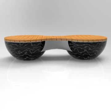 3d image bench GeoSphere vason double stand Marble Black Basic Stock Illustration