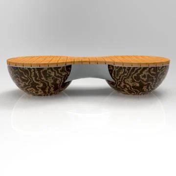 3d image bench GeoSphere vason double stand marble dark brown Stock Illustration