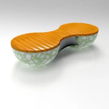 3d image bench GeoSphere vason double stand Green Terrazzo Floor Illustrazione stock