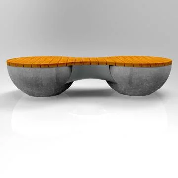 3d image bench GeoSphere vason double stand concrete loft Illustrazione stock