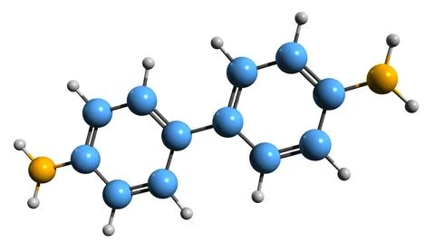 3D image of Benzidine skeletal formula Illustrazione stock