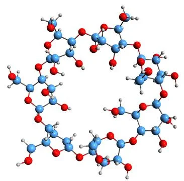 3D image of beta-Cyclodextrin skeletal formula Stock Illustration