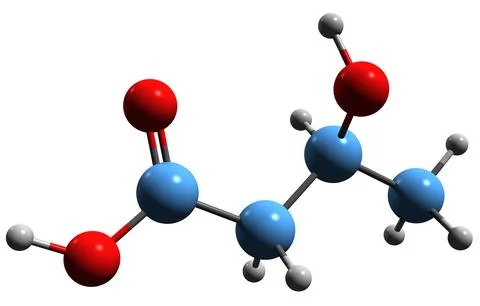 3D image of beta-Hydroxybutyric acid skeletal formula Stock Illustration