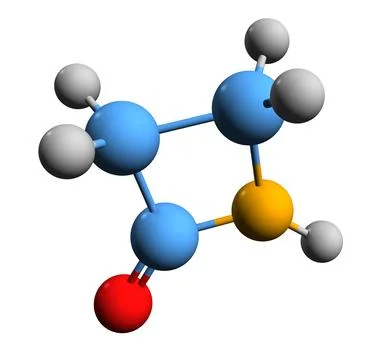 3D image of beta-lactam skeletal formula Illustrazione stock