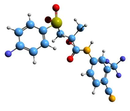 3D image of Bicalutamide skeletal formula Stock Illustration