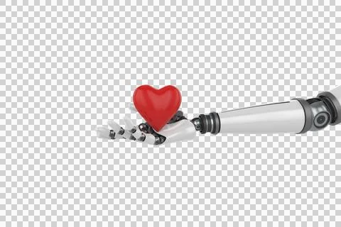 3d image of bionic person holding heart shape decor Stock Illustration
