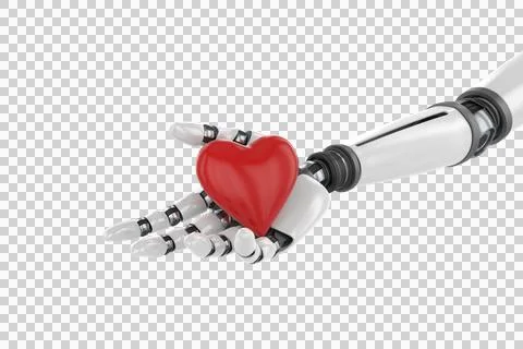 3d image of bionic person holding heart shape decor Stockillustratie
