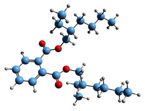 3D image of Bis 2-ethylhexyl phthalate skeletal formula Stock Illustration