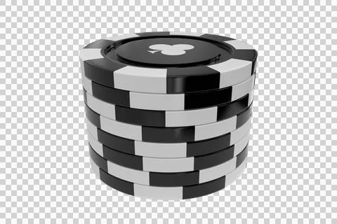 3D image of black gambling chips with clubs symbol Illustrazione stock