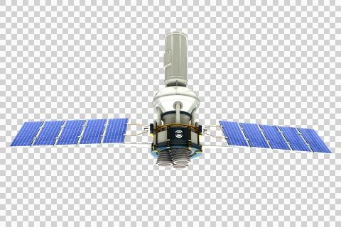 3d image of blue modern solar satellite Illustrazione stock