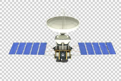 3d image of blue solar power satellite Ilustração Stock