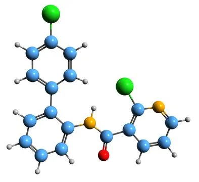 3D image of Boscalid skeletal formula Stock Illustration