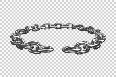 3d image of broken circular silver chain Stock Photos