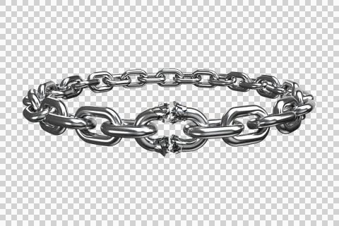 3d image of broken silver chain Stock Photos