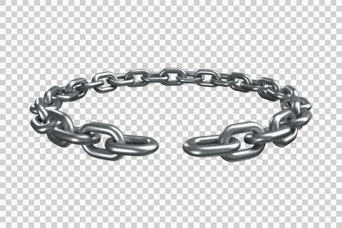 3d image of broken silver chain Stock Photos