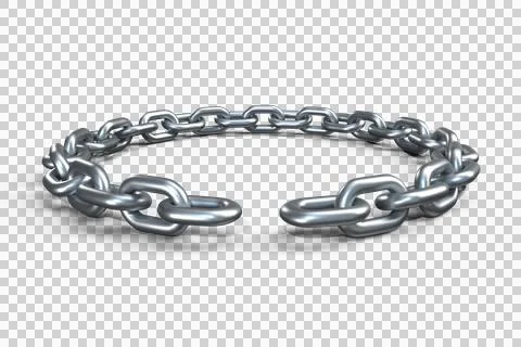 3d image of broken silver metal chain Stock Photos