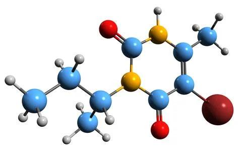 3D image of Bromacil skeletal formula Stock Illustration