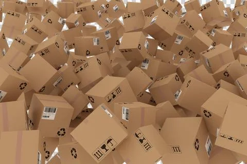 3D image of brown cardboard boxes 스톡 사진