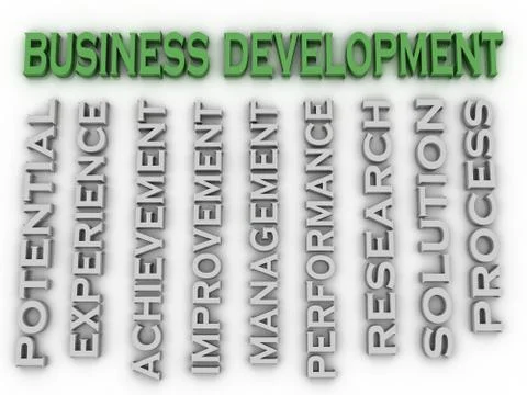 3d image Business development issues concept word cloud background Stock Illustration