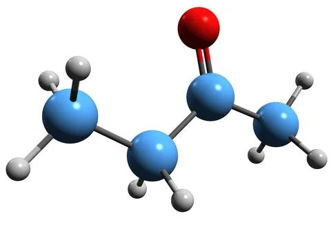 3D image of Butanone skeletal formula Stock Illustration