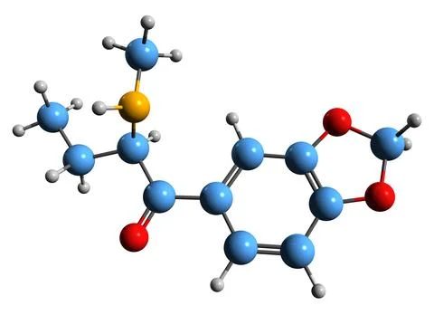 3D image of Butylone skeletal formula Stock Illustration