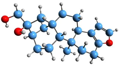 3D image of Cafestol skeletal formula Stock Illustration