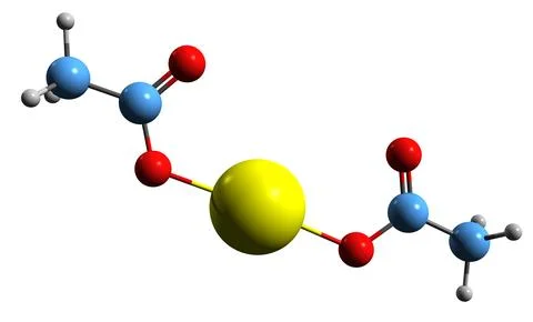 3D image of Calcium acetate skeletal formula Ilustración de archivo