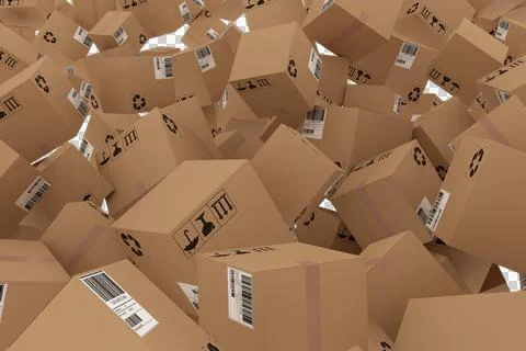 3D image of cardboard boxes Stock Illustration