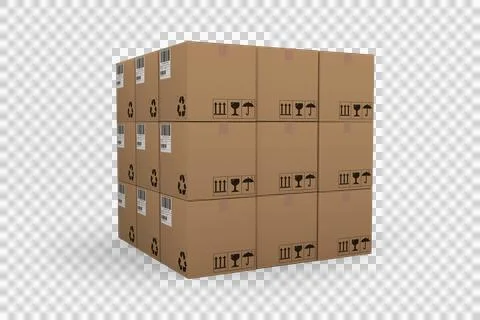 3D image of cardboard boxes Stock Illustration