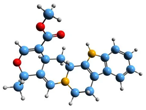 3D image of Cathenamine skeletal formula Stock Illustration