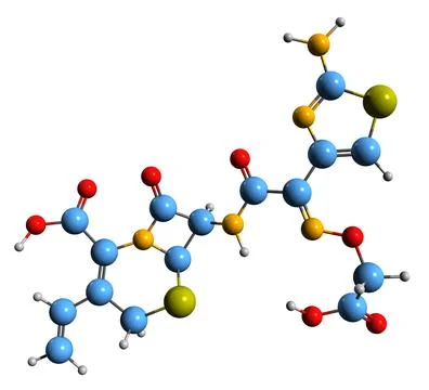 3D image of Cefixime skeletal formula Stock Illustration