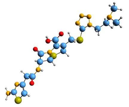 3D image of Cefotiam skeletal formula Stock Illustration