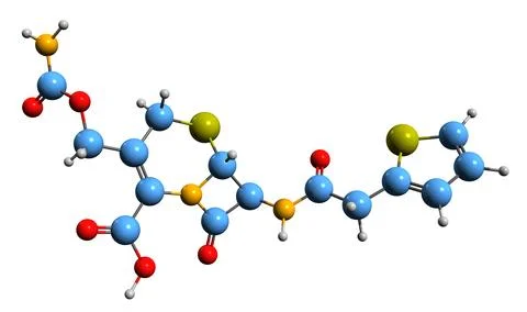 3D image of Cefoxitin skeletal formula Illustrazione stock