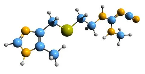 3D image of Cimetidine skeletal formula Stock Illustration