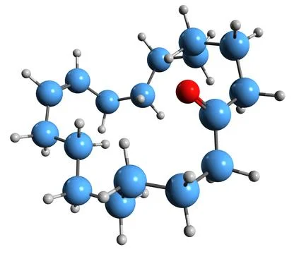 3D image of Civetone skeletal formula Stock Illustration