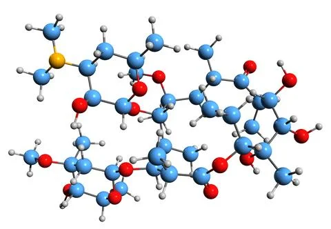 3D image of Clarithromycin skeletal formula Stock Illustration