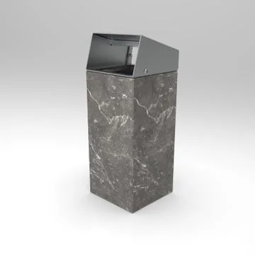 3d image of Classic waste bin made of concrete 00006 Stock Illustration