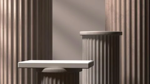 3d image of classical columns with modern display pedestal Stock Illustration