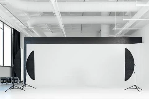3d image of clean big space photo studio Stock Illustration