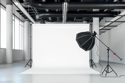 3d image of clean big space photo studio Illustrazione stock