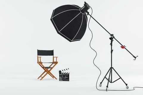 3d image of clean big space photo studio Stock Illustration