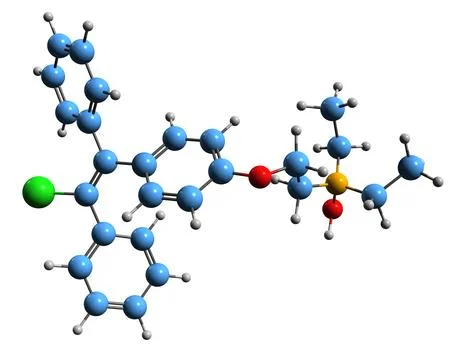 3D image of Clomifenoxide skeletal formula Stock Illustration