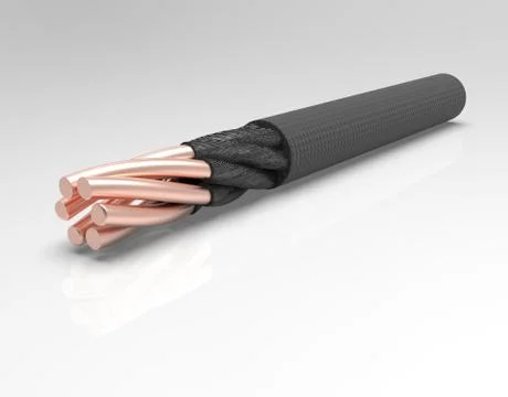 3d image close up of 6 core copper cable 01.jpg Stock Illustration