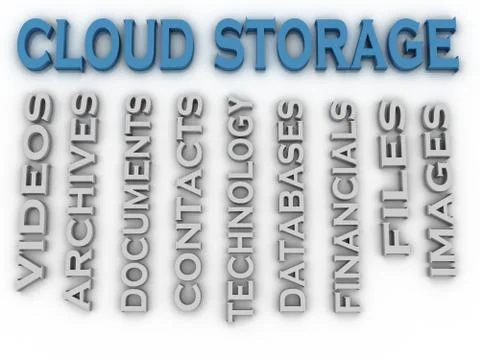 3d image Cloud storage issues concept word cloud background Stock Illustration