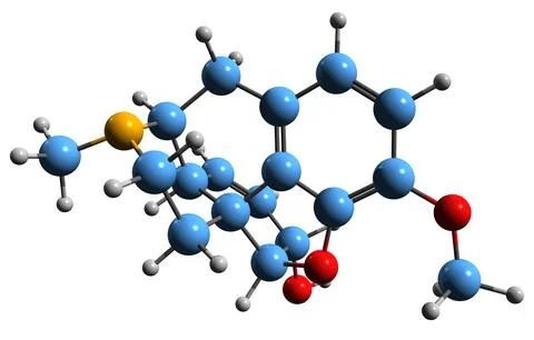3D image of Codeine skeletal formula Stock Illustration