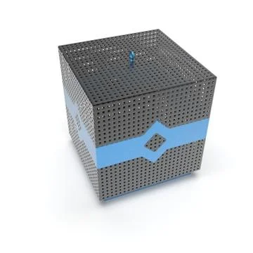3d image of color Fence cube with an ornament 03 Stock Illustration