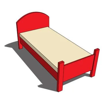 3D image - colored isolated bed with mattress Stock Illustration