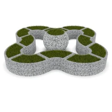 3d image complect of complect flower pot Globus Illustrazione stock