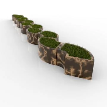 3d image complect of complex flower pot Transformer 13 Stock Illustration