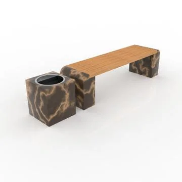 3d image complect of Euro1 bench and Quatro urn Stock Illustration